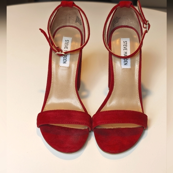 Steve Madden | Carson Dark Red Suede Ankle Strap Platform Heels | 9 - Picture 2 of 13